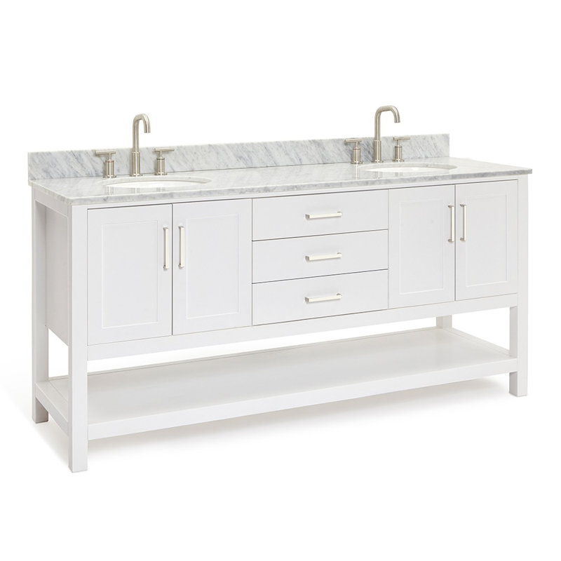 Ensemble de meuble-lavabo double 73 po Alemanno Akwasi, Blanc, Rectangulaire,  73"