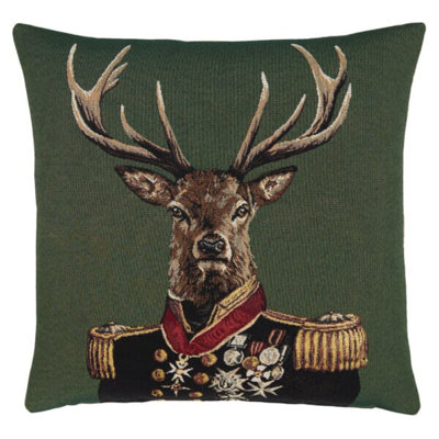 Admiral Stag Tapestry Cushion with Feather Filler 
