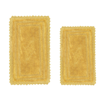 Rasika 100% Cotton Tufted 2 Piece Bathroom Rug Set, Reversible, Super Absorbent & Extra Soft Machine Washable Bath Rug Ideal for Shower & Tub Areas