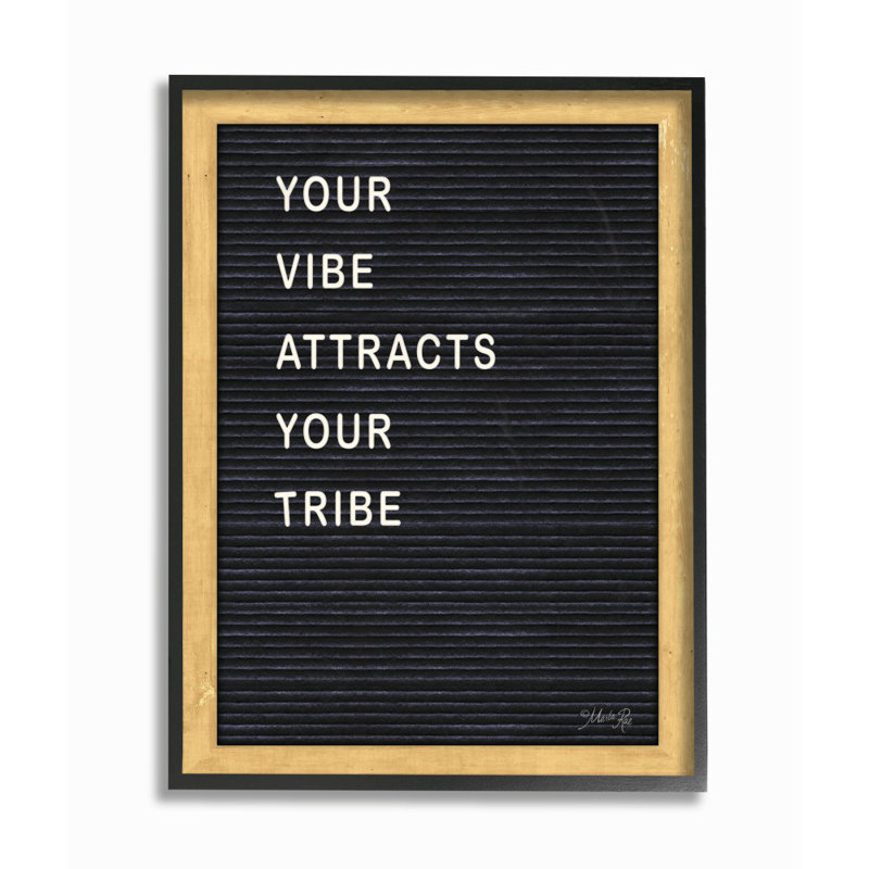 «Your Vibe Your Tribe», ensemble d'impression sur toile panoramique, H 20 po x l 16 po, Giclée encadrée noir minuit