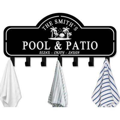 Porte-serviettes de piscine mural personnalisé avec porte-serviettes de piscine et porte-serviettes pour piscine