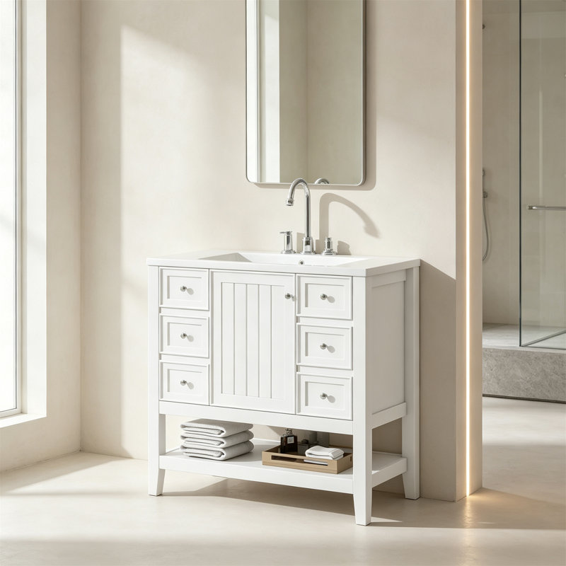 36" Bathroom Vanity With Sink Combo, White