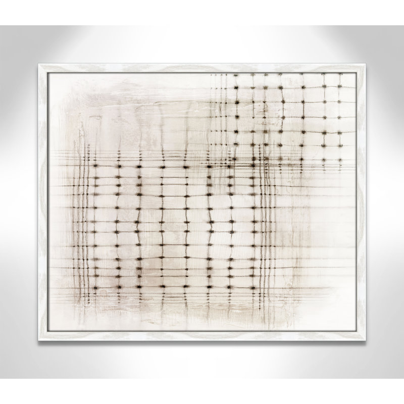 «Intersecting Lines in Quiet Neutralité II», version paysage par , L 25,5 po x H 21,5 po, Grain de bois blanc