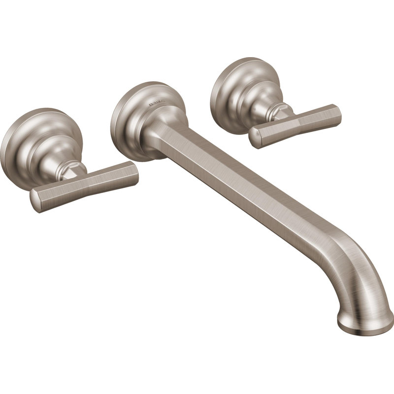 Beauclere™ Two Handle Wall Mount Tub Filler, Cross Handle, Brilliance Luxe Nickel