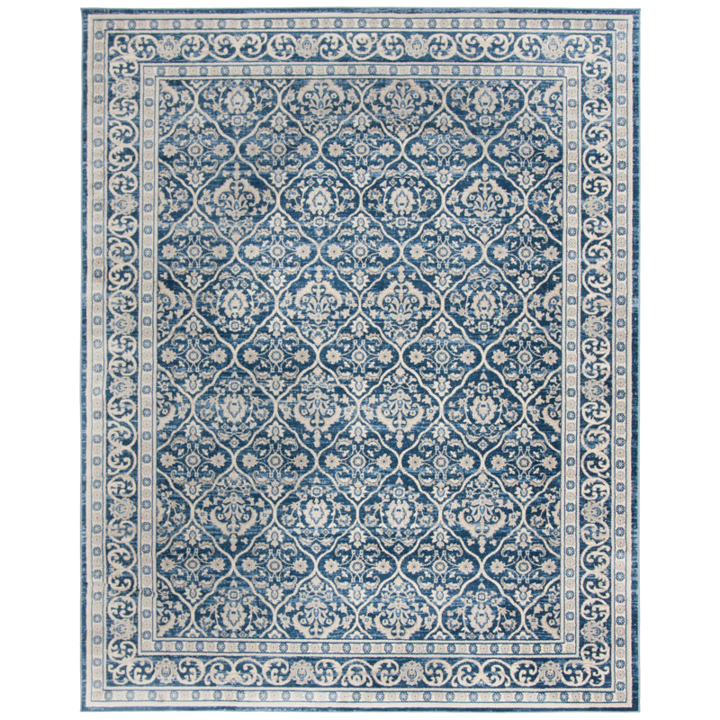 Tapis bleu marine / gris clair Llana, Rectangle 12 pi x 18 pi