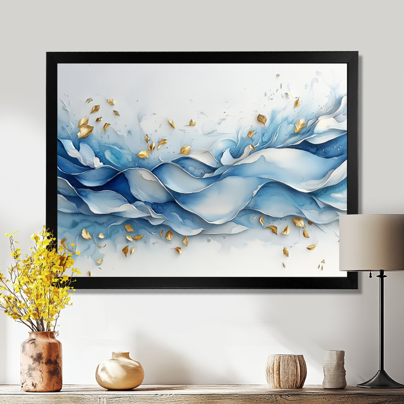 Art mural bleu fougères bleues et fougères, Reproduction encadrée d'une seule photo, H 30 po x l 40 po, Noir