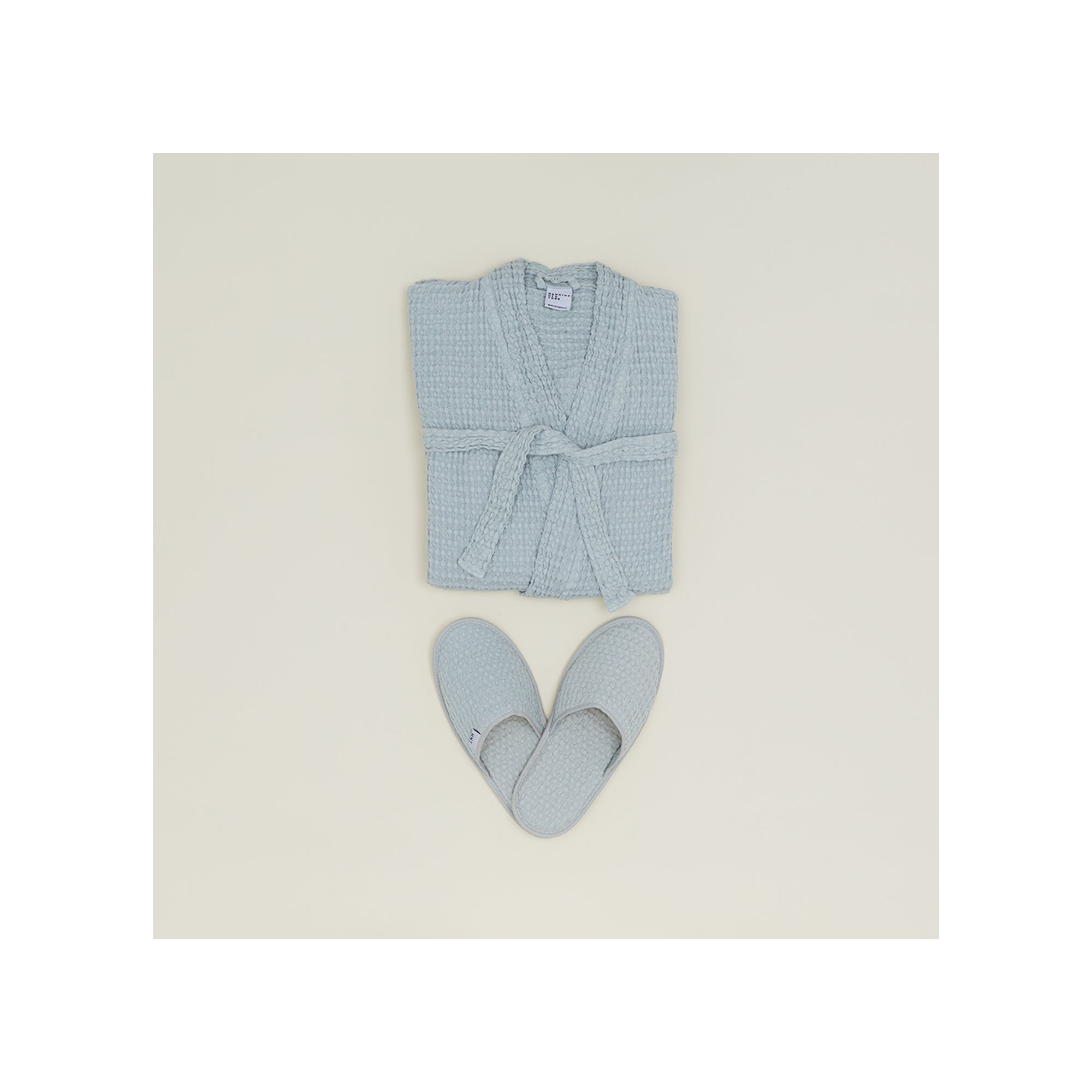 Simple Cotton Waffle Slippers, Sky, Large
