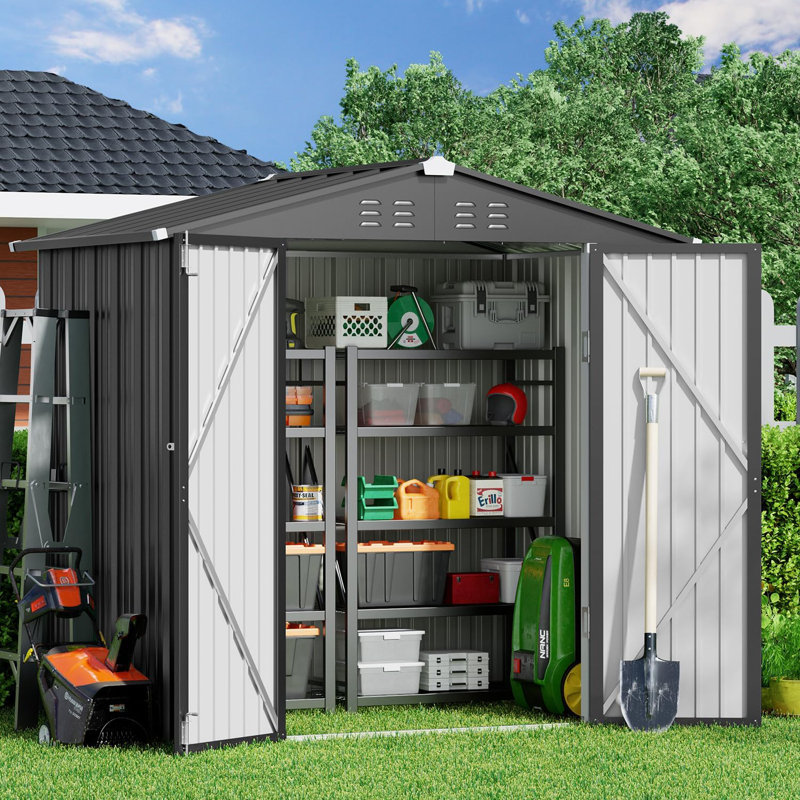 Abri de jardin en métal de 1,83 m de large x 1,22 m de profondeur, Gris foncé