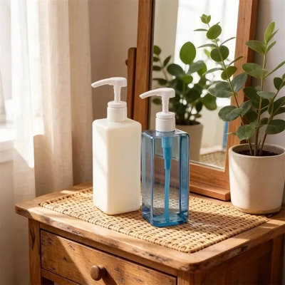 Paquet de 12 bouteilles de pompe en plastique de 16 oz, distributeur de savon liquide vide pour shampooing, lotion, produits de nettoyage, cuisine, salle de bain, carré transparent
