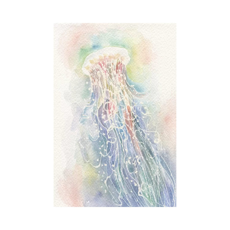 Jellyfish Watercolour by Stephanie Corfee - Wrapped Canvas Painting, 66.04 cm H x 45.72 cm W x 1.91 cm D