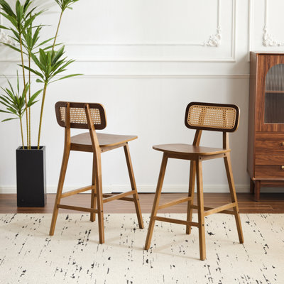 Two Indoor In Rich Walnut Color, High - Quality Rubberwood, Curved Solid Wood Seat, Decorated Back For Style Two, Indoor, , Hue, Adorned Back, Tropical Ambiance
