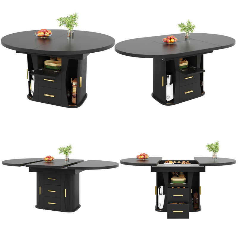 Extendable Dining Table, Black