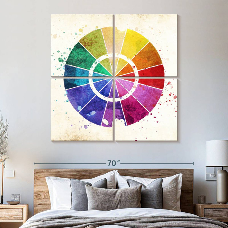 Basic Color Wheel - 4 Piece Wrapped Canvas Print, 57" H x 57" W x 1.25" D