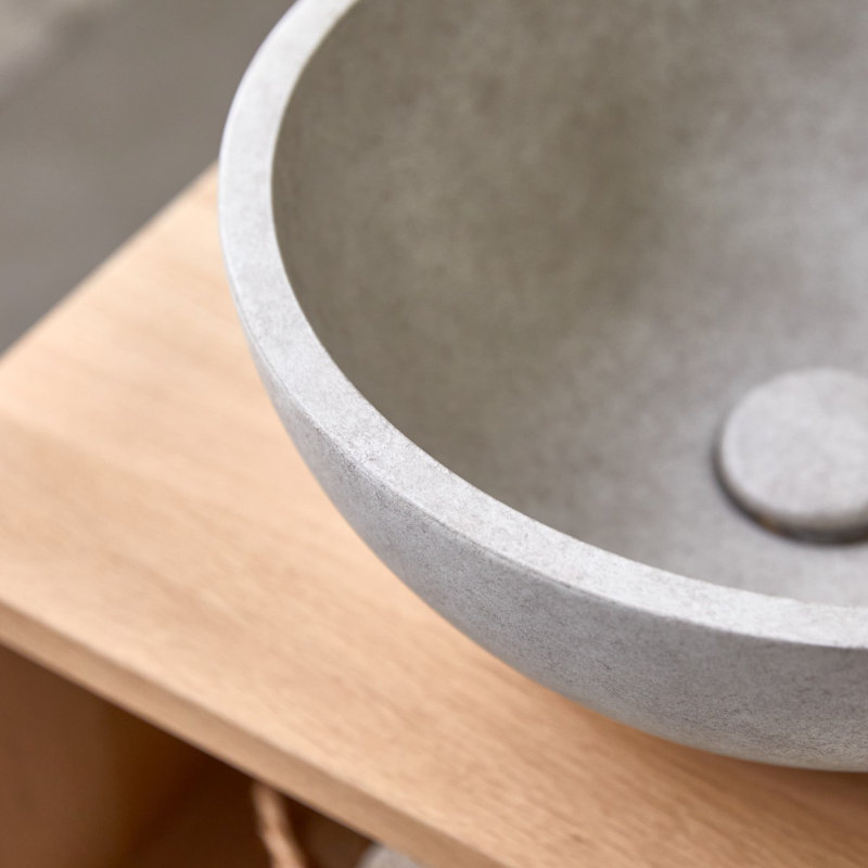Tikamoon Micha 36mm L x 36mm W Round Sink, Grey