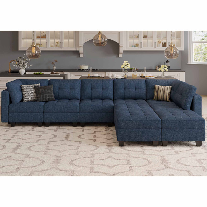 Canapé de salon Ashbury Ivery, Polyester bleu