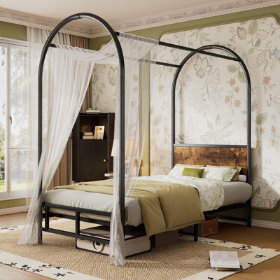 Metal Canopy Bed Industrial Style