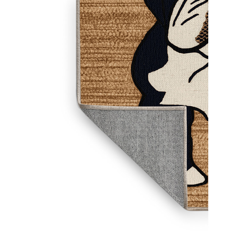  Tapis lavable bouledogue français, Rond 8 pi