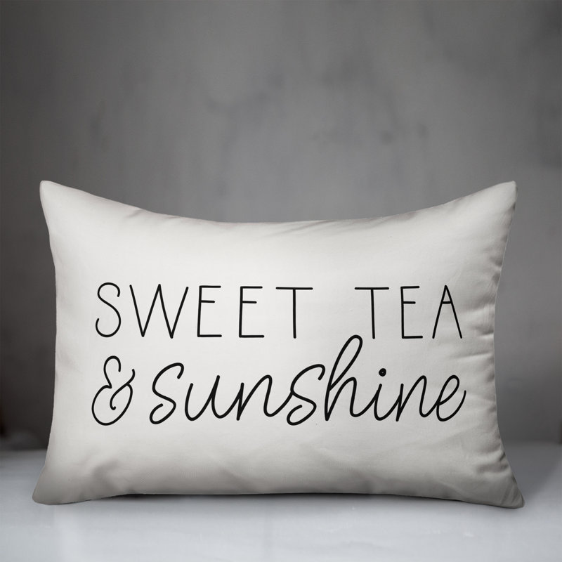  Housse de coussin rectangulaire et insert Sweet Tea and Sunshine, Blanc cassé / noir