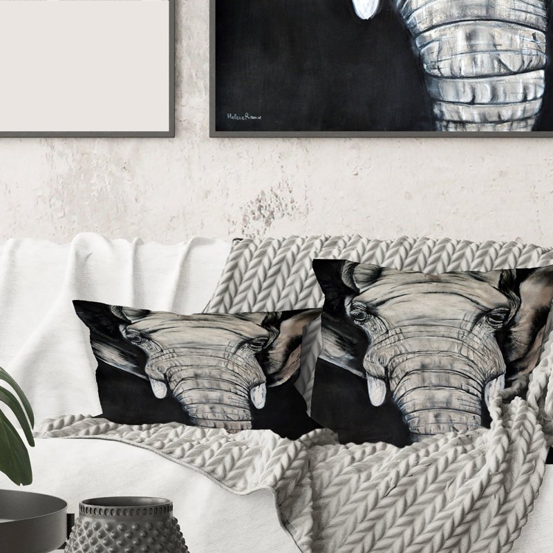 Housse et insert de coussin rectangulaire Le Portrait d'un éléphant d'Afrique