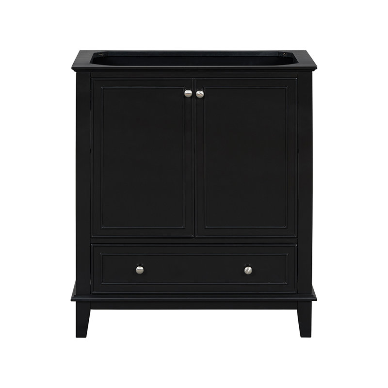 Bathroom Vanity without Sink Multi-functional Bathroom Cabinet with Doors and Drawer, Black