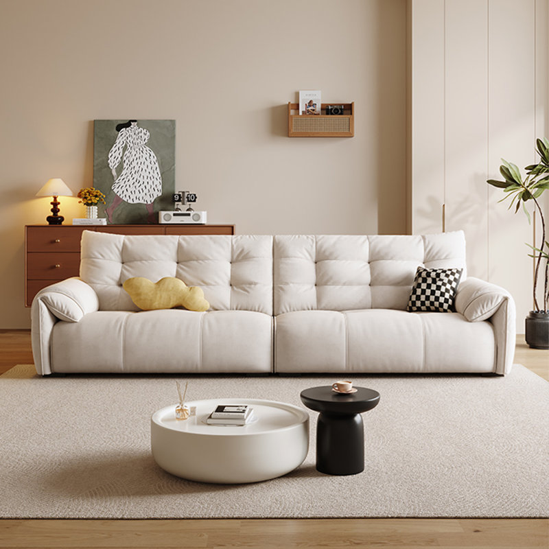 Canapé modulaire en polyester blanc crème, 4, H 35,83 po x l 110,24 po x P 41,34 po