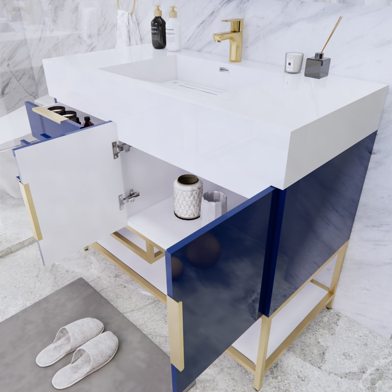 Ensemble de meuble-lavabo simple 42 po Glasgow, Bleu nuit ultrabrillant