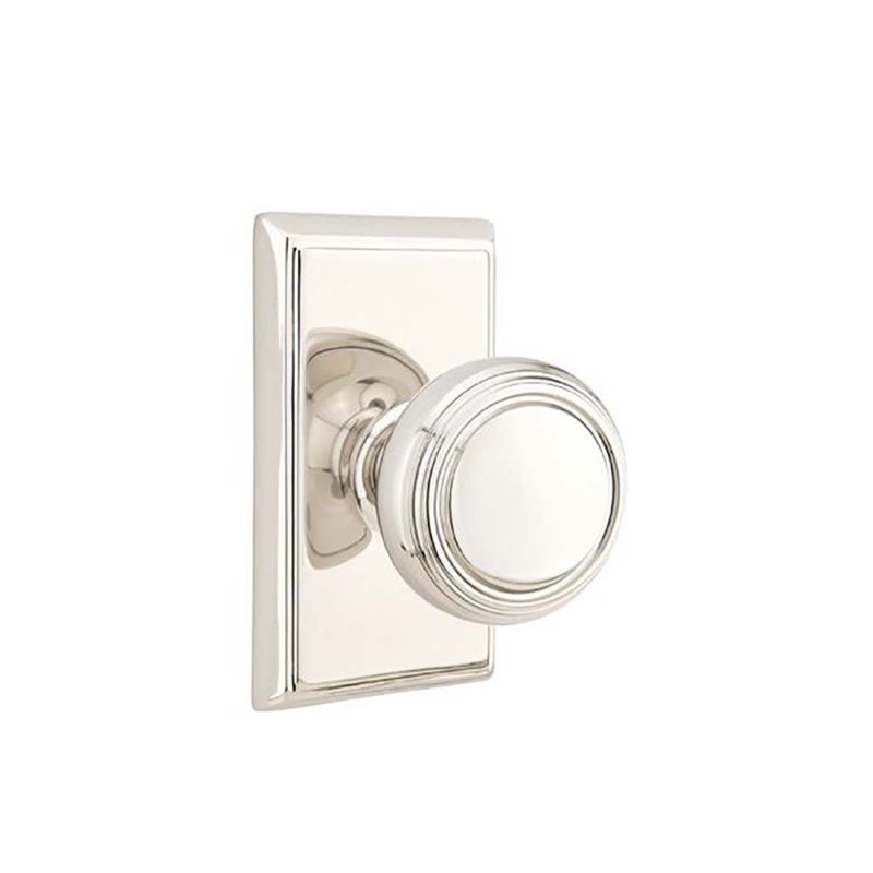 Double Dummy Norwich Knob with Rectangular Rose, Polished Nickel