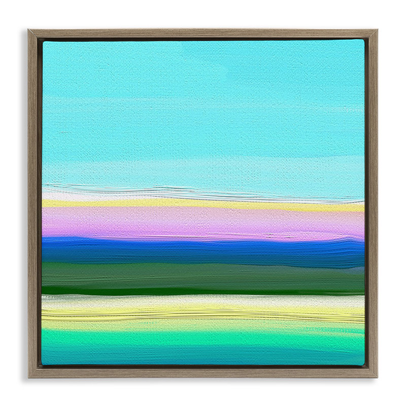 Cadre flottant Bright Ocean Dreams, design par Atelier Posters, H 25 po x l 25 po, Cadre flottant orme Montalcino