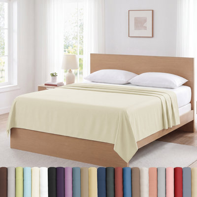 Ensemble de draps plats Southshore Fine Linens Vilano Springs couleur crème, microfibre doublement brossée 110 g/m², léger et lavable à la machine, 2 draps plats, Twin XL