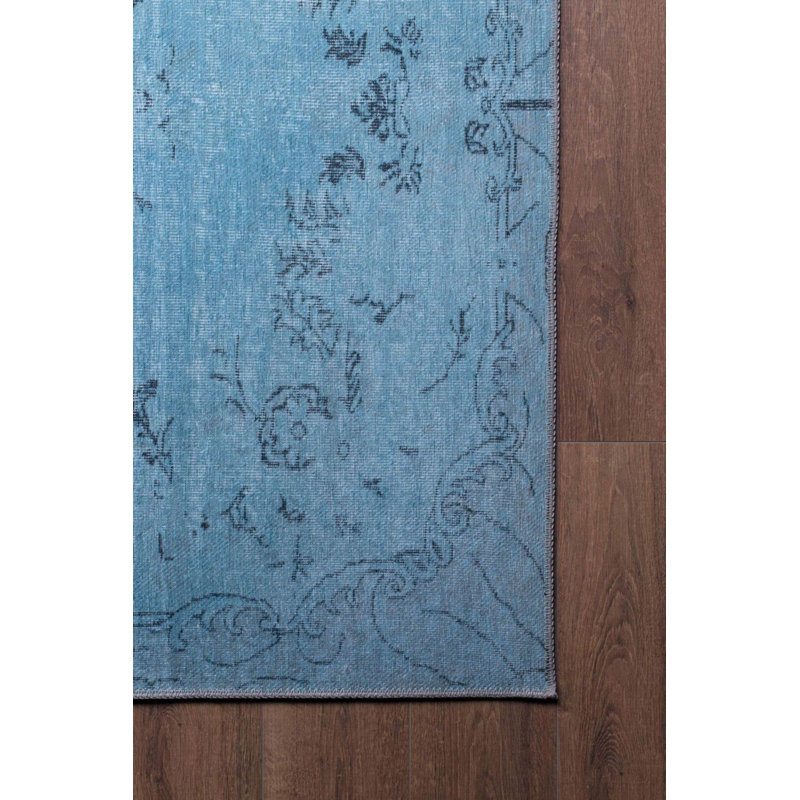 Tapis oriental décoratif bleu, Rectangle 5 pi x 7 pi 7 po