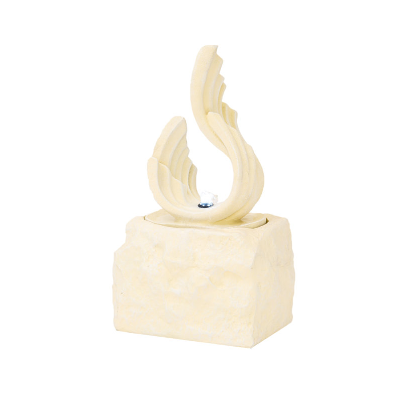 Maiesha Outdoor Sculptural Fountain with Lights, White