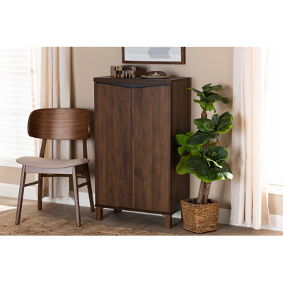 Armoire de rangement à chaussures 2 portes Talon au fini noyer et gris foncé, H 40,4 po x l 23,6 po x P 12,6 po