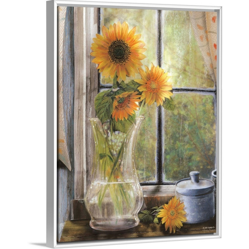 Fleurs murales matinales, Cadre blanc, H 18 po x l 24 po x P 1,75 po
