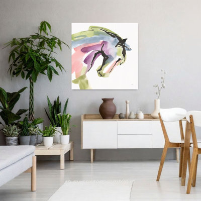 Chevaux rois contemporains I avec art abstrait noir
