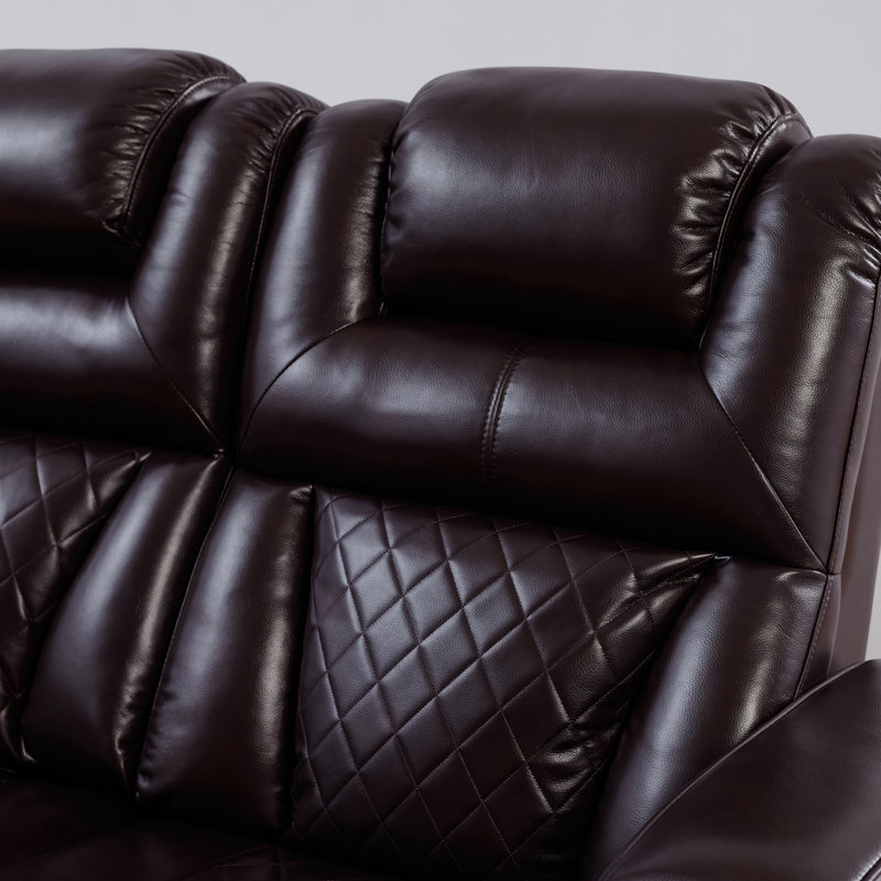 Causeuse inclinable électrique en cuir 72,3 po, Similicuir brun