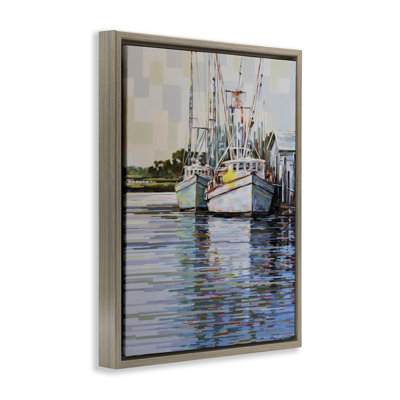 Shrimp Boat Reflections Painting Floater Canvas Wall Art, design by Linda Sperruzzi