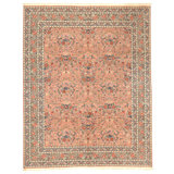 Hand Knotted Wool Oriental Area Rug in Rose And Green