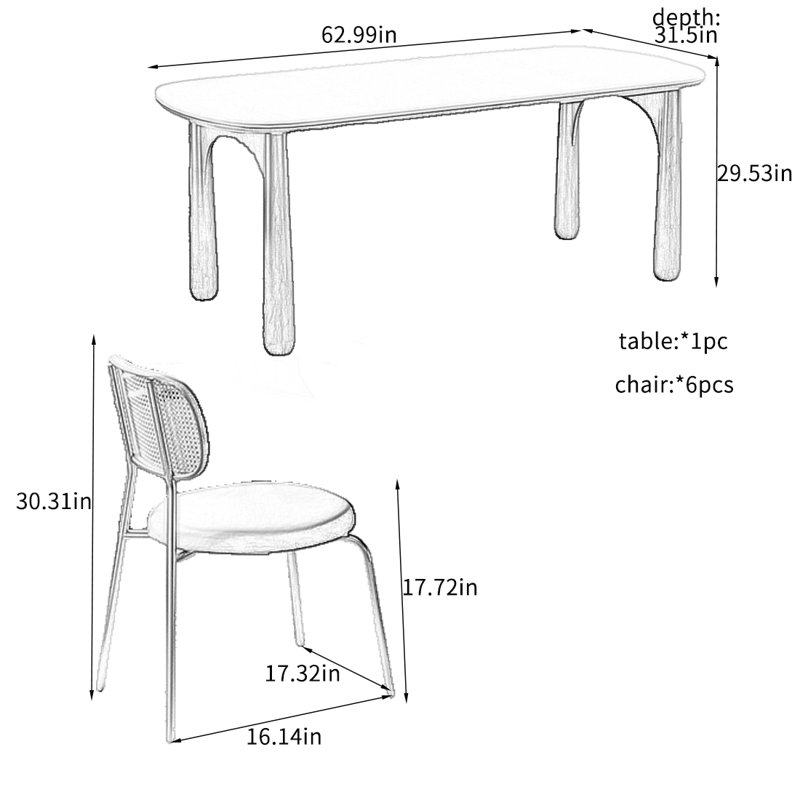 Ensembles de table de salle à manger en bois massif., H 29,53 po x L 62,99 po x l 31,5 po