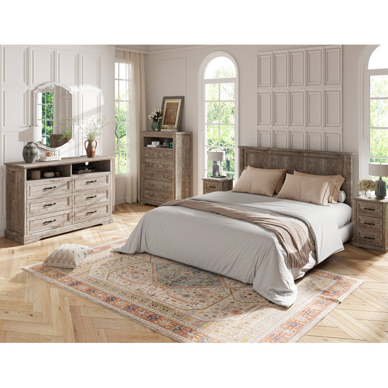 Commode en bois pour chambre à coucher, Gris, 6
