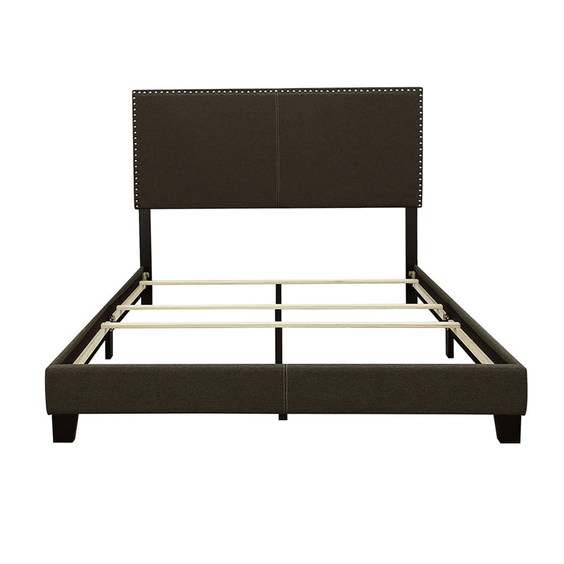 Lit simple avec housse gris anthracite et structure en bois massif avec pieds spacieux, Gris anthracite, Lit simple