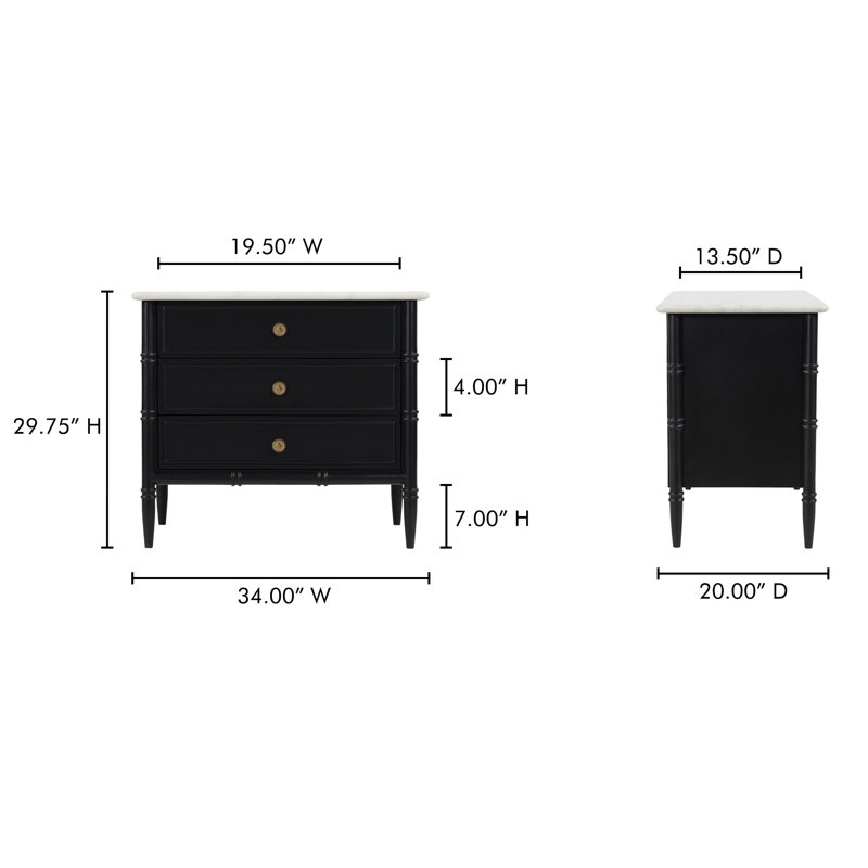 Berlin 3 Drawer Nightstand