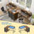 L Shaped Desk With Power Outlets & LED Lights, Computer Desk With Drawers & Shelves, Corner Desk Gaming Desk Home Office Desk, Oak-772646638-772646637