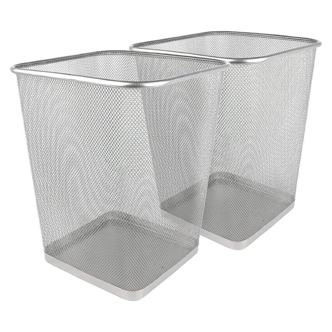 Altieri 9L Silver Square Metal Mesh Waste Paper Bin Lightweight Mesh Trash Can Waste Bin (2)
