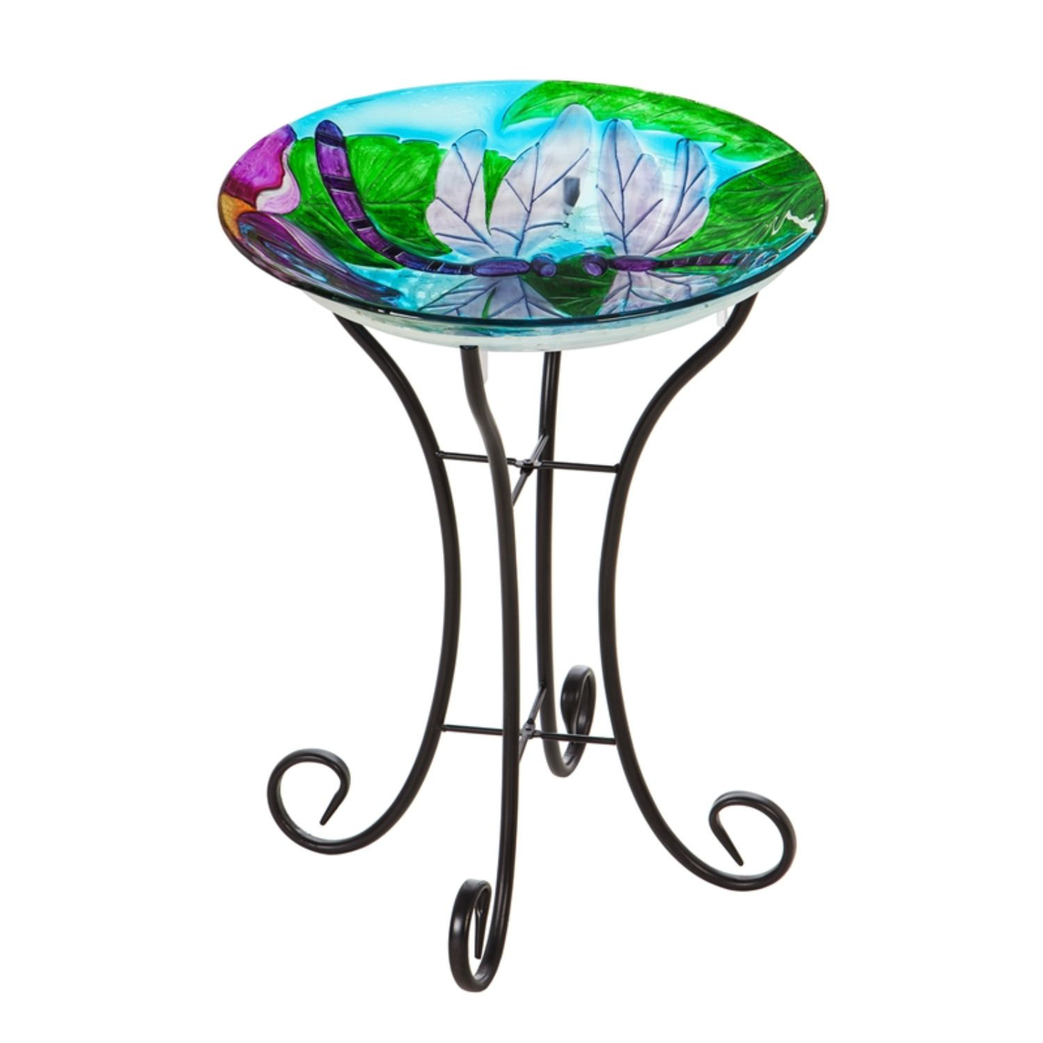 Evergreen Enterprises, Inc Bain d'oiseaux illuminé en verre en relief à ...