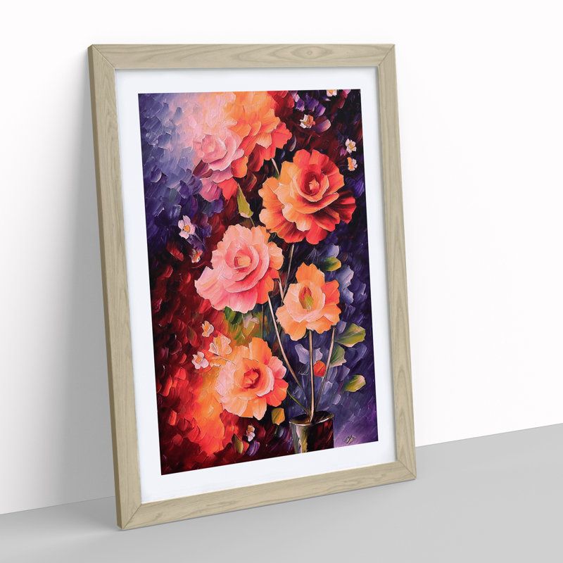 A Selection Of Flowers No.4 - Single Picture Frame Print, 46cm H x 34cm W x 2cm D, Oak