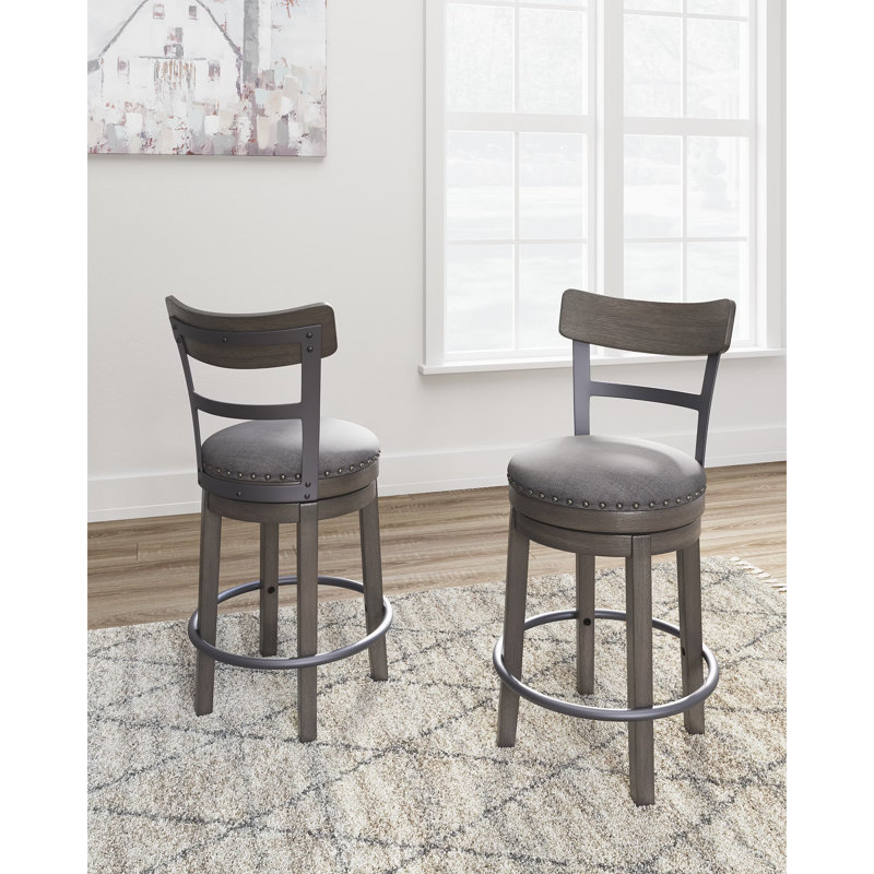 Tabouret de bar et de comptoir pivotant, gris, Tabouret de comptoir (siège d'une hauteur de 24 p