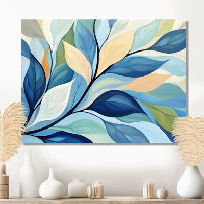 Feuilles de sépia bleu et vert délavées