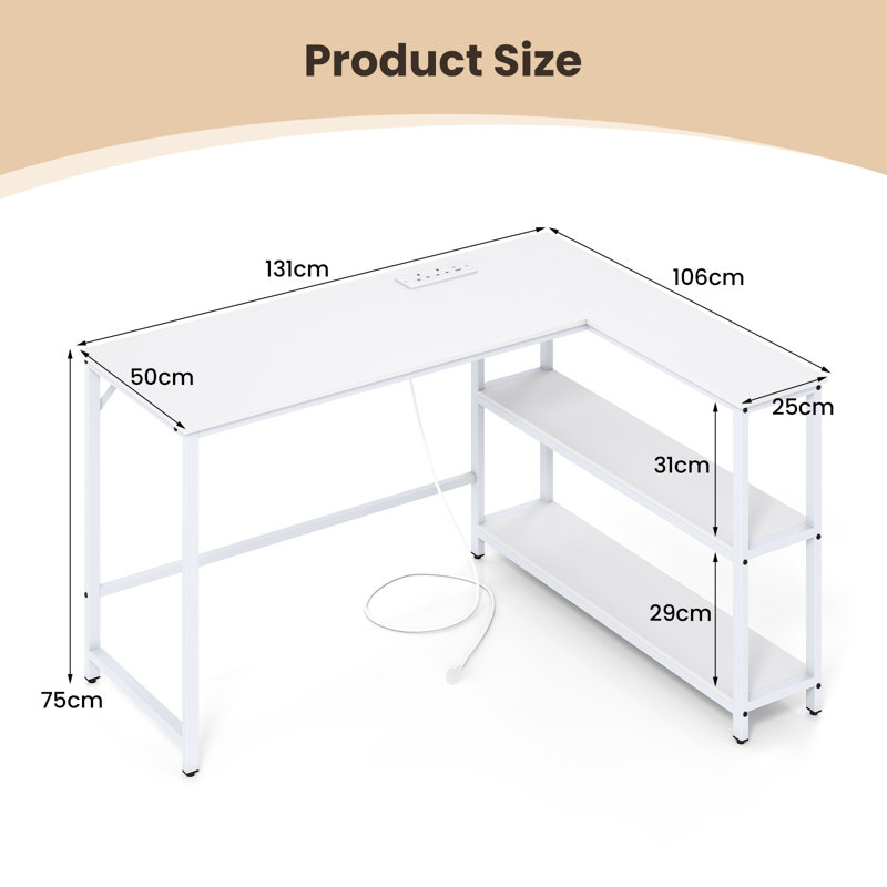 L-Shaped Metal Base Computer Desk