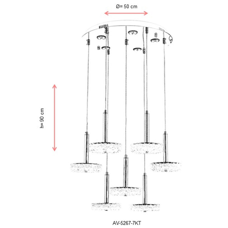 Luminaire suspendu cylindrique à 7 lumières DEL
