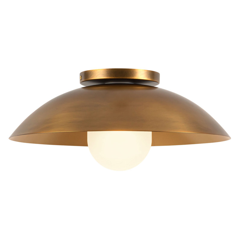 Umbra 14-in Black Semi-Flush Mount, Antique Brass